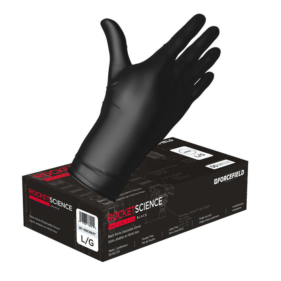 Forcefield Rocket Science black 8 mil nitrile glove and box