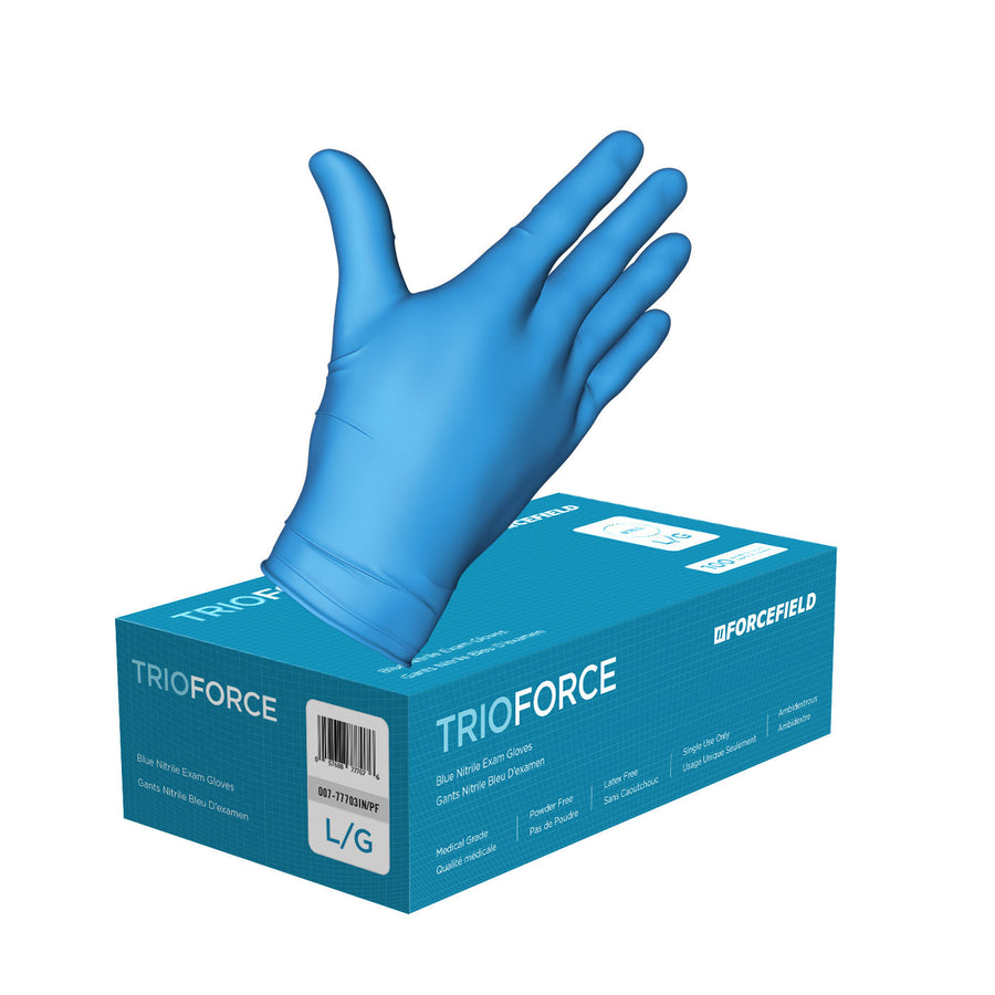 Forcefield TrioForce blue medical nitrile glove and box