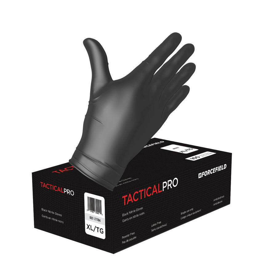 Forcefield Tactical Pro black nitrile glove and box